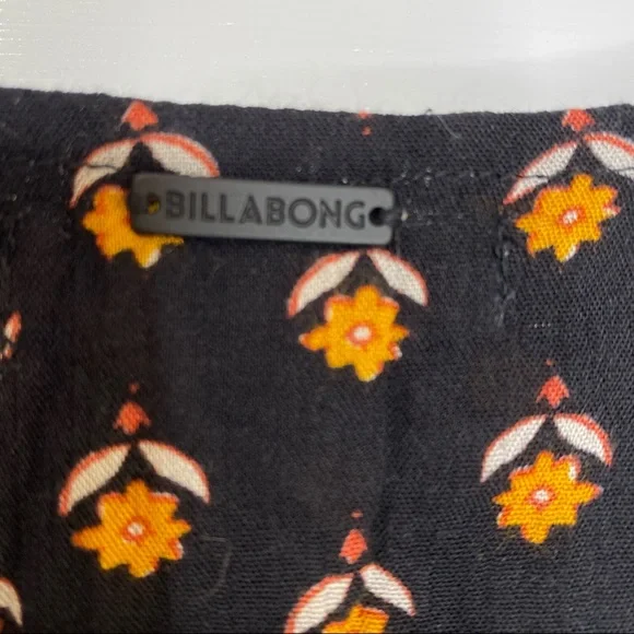 SOLD🖤Billabong Ella Bella Black & Orange Floral Fall Peasant Top Small New - Picture 13 of 16